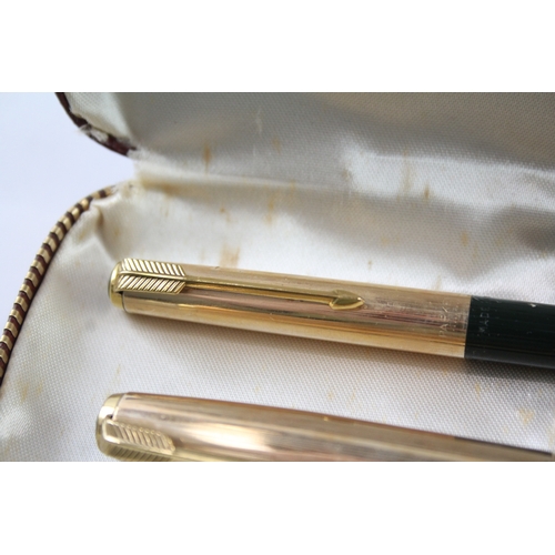 473 - Vintage Parker 51 Deep Green Fountain Pen w/ 14ct Gold Nib, Pencil, Original Box