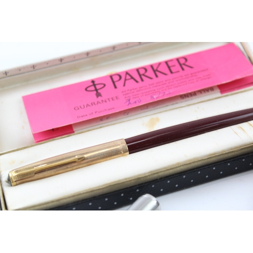 475 - 3 x Vintage Parker 51 Fountain Pens w/ 14ct Nibs WRITING Inc Boxed, Gold Plate