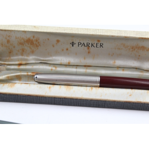 475 - 3 x Vintage Parker 51 Fountain Pens w/ 14ct Nibs WRITING Inc Boxed, Gold Plate