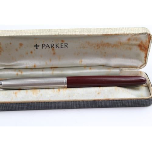 475 - 3 x Vintage Parker 51 Fountain Pens w/ 14ct Nibs WRITING Inc Boxed, Gold Plate