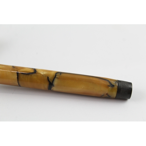 481 - Vintage Mabie Todd Swan Leverless Mustard Fountain Pen w/ 14ct Nib WRITING