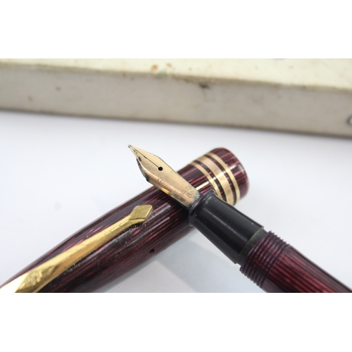 488 - Vintage Conway Stewart 38 Burgundy Fountain Pen w/ 14ct Gold Nib WRITING Boxed