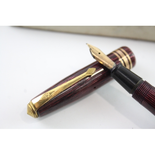 488 - Vintage Conway Stewart 38 Burgundy Fountain Pen w/ 14ct Gold Nib WRITING Boxed