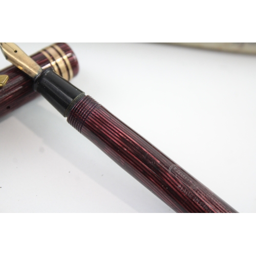 488 - Vintage Conway Stewart 38 Burgundy Fountain Pen w/ 14ct Gold Nib WRITING Boxed