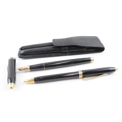 496 - Vintage Cross Townsend Black Lacquer Fountain Pen w/ 14ct Nib, Ballpoint Etc