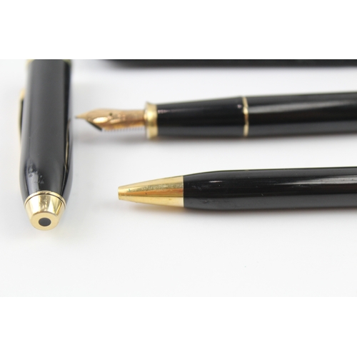 496 - Vintage Cross Townsend Black Lacquer Fountain Pen w/ 14ct Nib, Ballpoint Etc