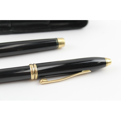 496 - Vintage Cross Townsend Black Lacquer Fountain Pen w/ 14ct Nib, Ballpoint Etc