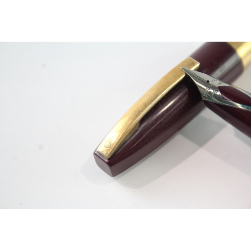 498 - Vintage Sheaffer PFM Pen For Men Burgundy Fountain Pen w/ Palladium Silver Nib