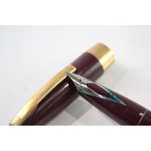 498 - Vintage Sheaffer PFM Pen For Men Burgundy Fountain Pen w/ Palladium Silver Nib