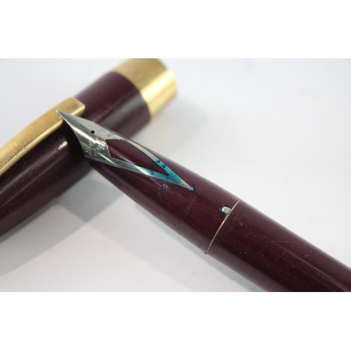 498 - Vintage Sheaffer PFM Pen For Men Burgundy Fountain Pen w/ Palladium Silver Nib