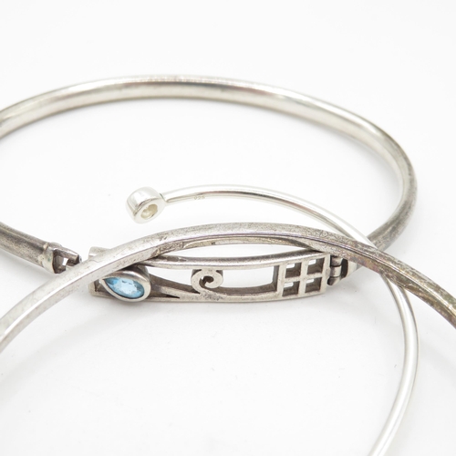 263 - Collection of Sterling Silver Bangles inc. Celtic and Torque 30.6g