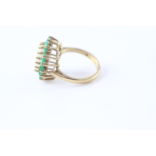 126 - 18ct gold opal & emerald cluster cocktail ring (3.8g) Size J