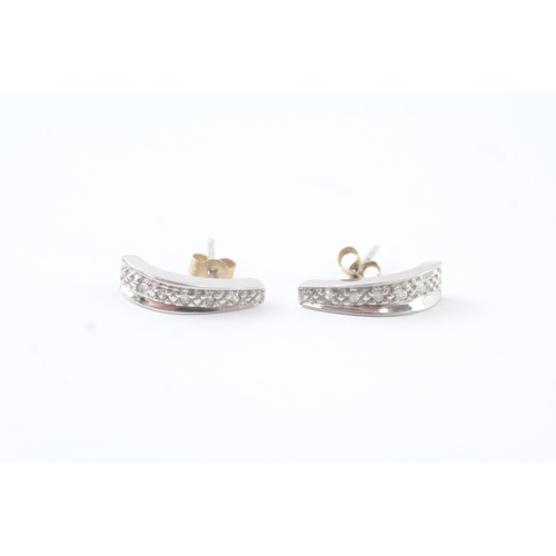 158 - 9ct gold diamond c-hoop earrings (1.1g)