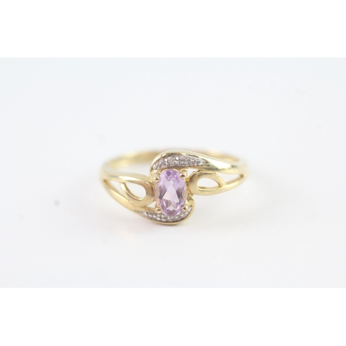 162 - 9ct gold diamond and amethyst twist ring (1.9g) Size P