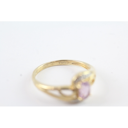 162 - 9ct gold diamond and amethyst twist ring (1.9g) Size P