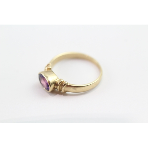 168 - 9ct gold amethyst single stone ring (2.2g) Size L