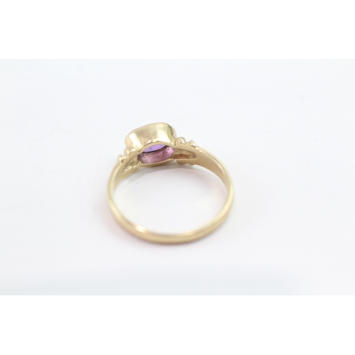 168 - 9ct gold amethyst single stone ring (2.2g) Size L