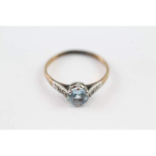 171 - 9ct gold and platinum topaz and diamond ring (1.8g)