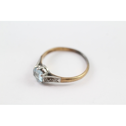 171 - 9ct gold and platinum topaz and diamond ring (1.8g)