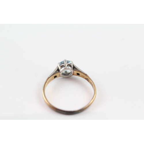 171 - 9ct gold and platinum topaz and diamond ring (1.8g)