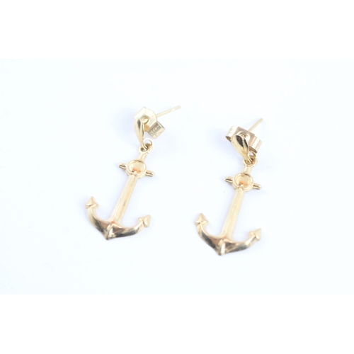 19 - 9ct gold anchor drop earrings (0.6g)