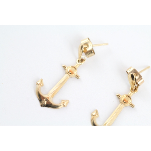 19 - 9ct gold anchor drop earrings (0.6g)