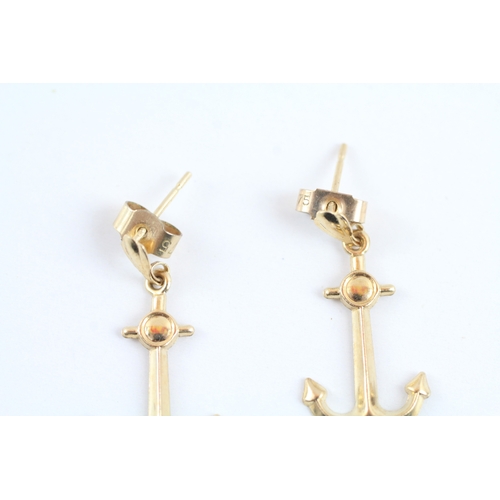 19 - 9ct gold anchor drop earrings (0.6g)