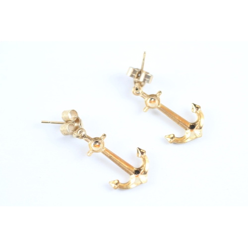 19 - 9ct gold anchor drop earrings (0.6g)