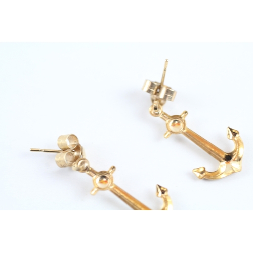 19 - 9ct gold anchor drop earrings (0.6g)