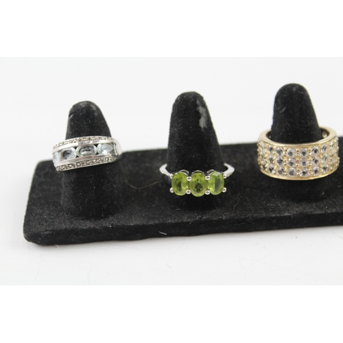 227 - Collection of Sterling Silver TGGC Rings inc. Topaz, Peridot, Garnet x 8 33g