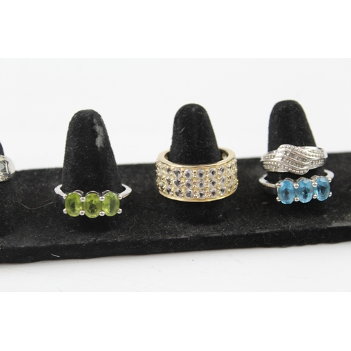 227 - Collection of Sterling Silver TGGC Rings inc. Topaz, Peridot, Garnet x 8 33g