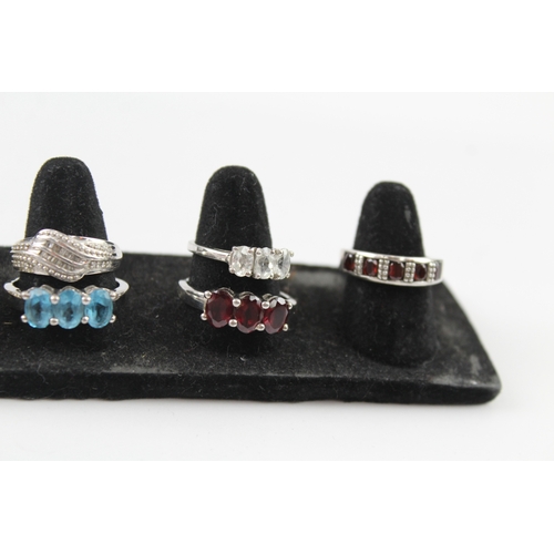 227 - Collection of Sterling Silver TGGC Rings inc. Topaz, Peridot, Garnet x 8 33g