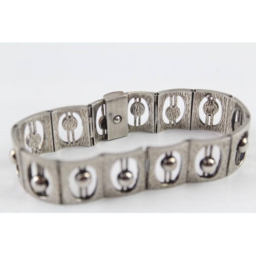 239 - David Shackman & Sons Sterling Silver Brutalist Panel Bracelet 42g