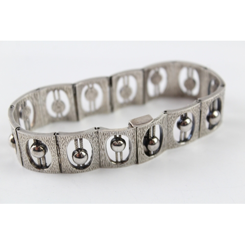 239 - David Shackman & Sons Sterling Silver Brutalist Panel Bracelet 42g