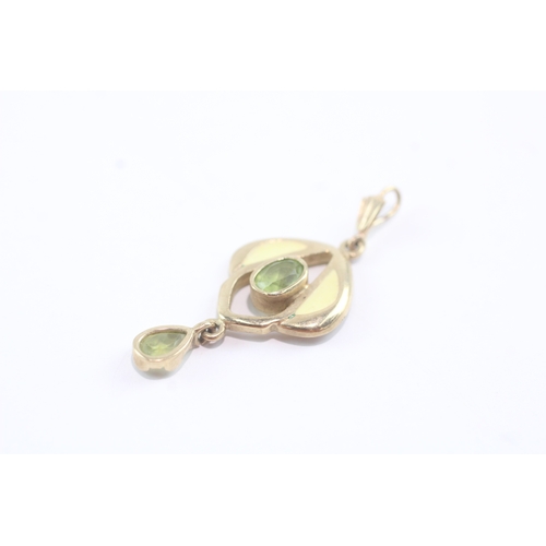 25 - 9ct gold peridot drop pendant (2.4g)