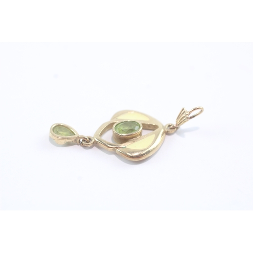 25 - 9ct gold peridot drop pendant (2.4g)