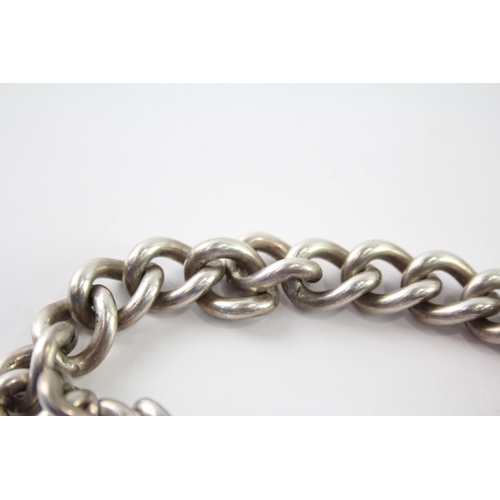 265 - Antique Sterling Silver Curb Link Chain Bracelet 57g