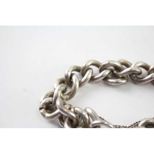 265 - Antique Sterling Silver Curb Link Chain Bracelet 57g