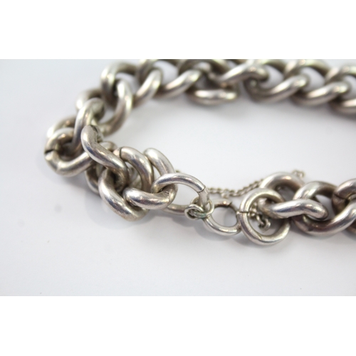 265 - Antique Sterling Silver Curb Link Chain Bracelet 57g