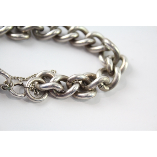 265 - Antique Sterling Silver Curb Link Chain Bracelet 57g