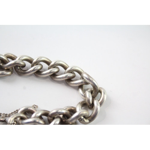 265 - Antique Sterling Silver Curb Link Chain Bracelet 57g