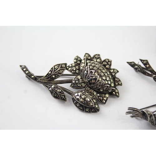 270 - Collection of Sterling Silver Marcasite Brooches inc. Floral, Bow x 5 31g