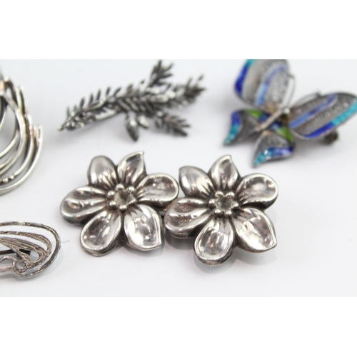 274 - Collection of Sterling Silver Antique Brooches inc. Plique  A Jour x 5 34g