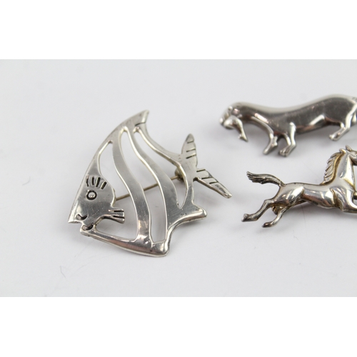 288 - Collection of Sterling Silver Mexico Brooches inc. Animals, Cut Out x 5 24g