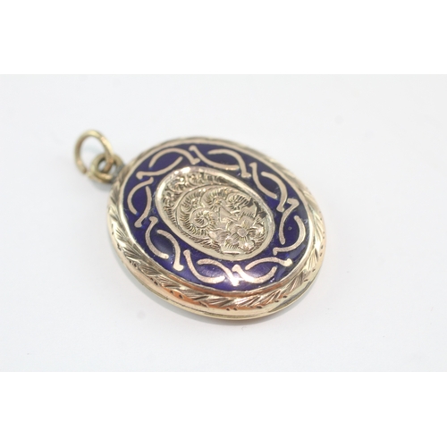 4 - 9ct gold back + front mourning locket (4.8g)