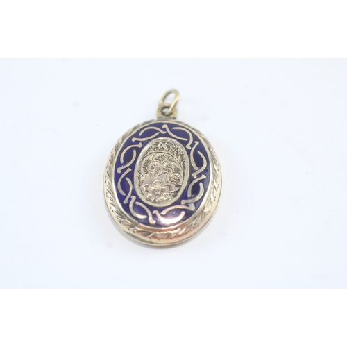 4 - 9ct gold back + front mourning locket (4.8g)