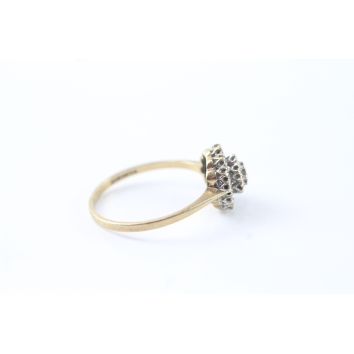 56 - 9ct gold diamond cocktail ring (2.3g) Size S 1/2