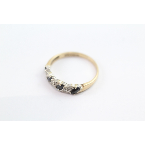 74 - 9ct gold sapphire & diamond half eternity ring (1.8g) Size N