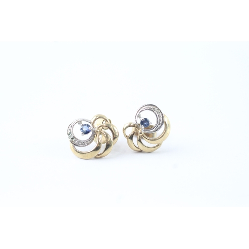 84 - 9ct gold sapphire & diamond stud earrings (1.5g)