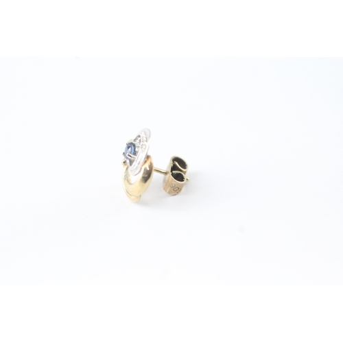 84 - 9ct gold sapphire & diamond stud earrings (1.5g)